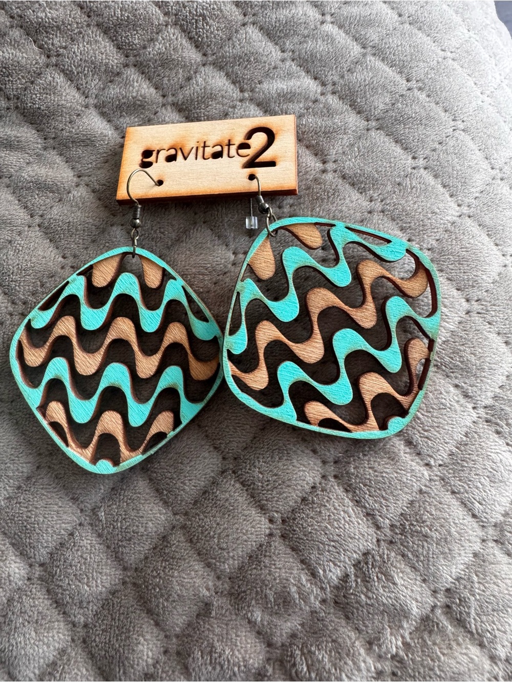 Turquoise & Brown Wave Drop Earrings